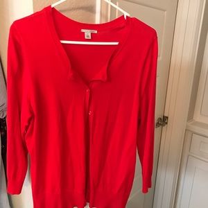 Red cardigan